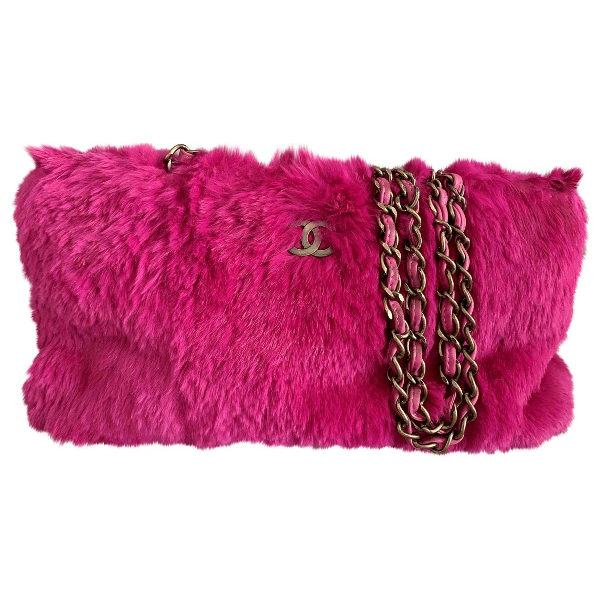 pink faux fur handbag