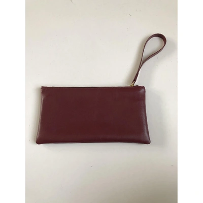 Pre-owned Costume National Leather Clutch Bag In Burgundy