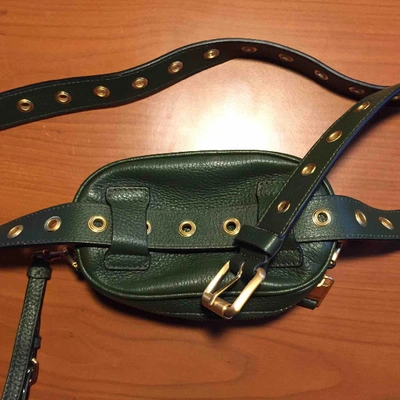 Pre-owned Moschino Leather Clutch Bag In Green