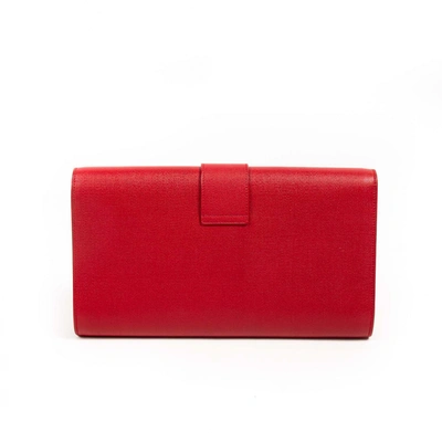 Pre-owned Saint Laurent Chyc Leather Clutch Bag In Red