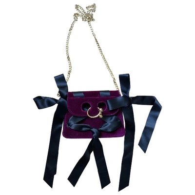 Pre-owned Jw Anderson Pierce Velvet Crossbody Bag In Purple