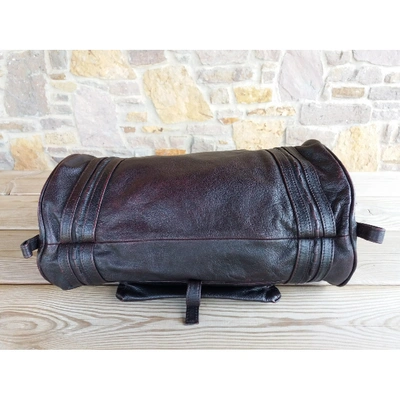 Pre-owned Antik Batik Leather Handbag In Burgundy