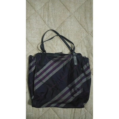 Pre-owned Burberry Cloth 24h Bag In Burgundy