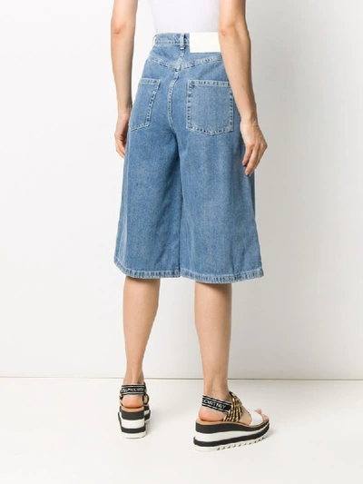 Shop Sunnei Wide-leg Denim Shorts In Blue