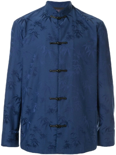 Shop Shanghai Tang Bamboo-jacquard Tang Jacket In Blue