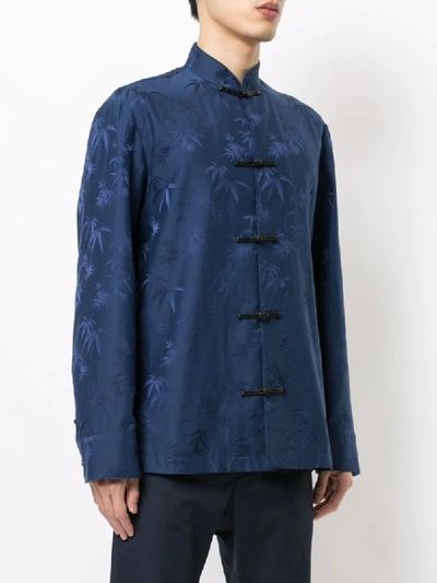 Shop Shanghai Tang Bamboo-jacquard Tang Jacket In Blue