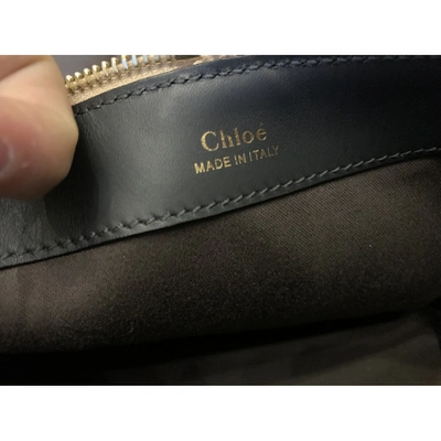 Pre-owned Chloé Baylee Leather Clutch Bag In Blue