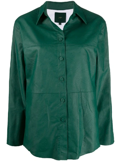 Shop Jejia Panelled Faux-leather Shirt In Green