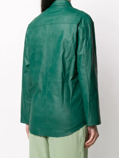 Shop Jejia Panelled Faux-leather Shirt In Green
