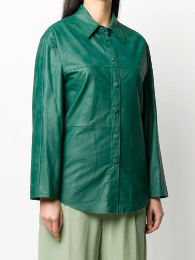 Shop Jejia Panelled Faux-leather Shirt In Green