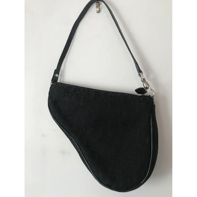 Pre-owned Dior Saddle Cloth Clutch Bag In Black