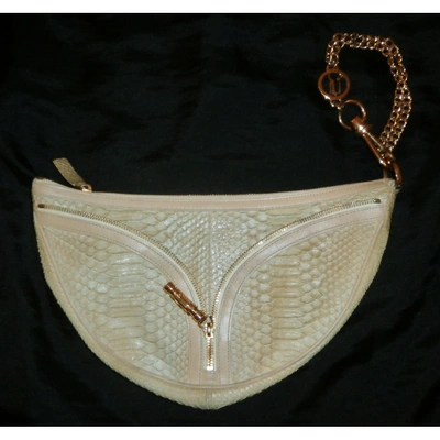 Pre-owned Versace Beige Python Handbag