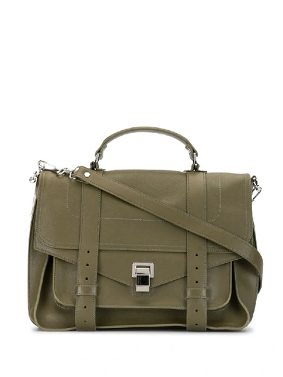 Shop Proenza Schouler Ps1 Large Bag In Jade Olive Green