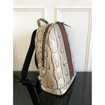 Pre-owned Gucci Beige Python Backpack