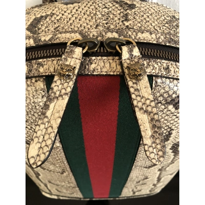 Pre-owned Gucci Beige Python Backpack