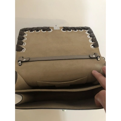 Pre-owned Fendi Kan I Leather Handbag In Beige