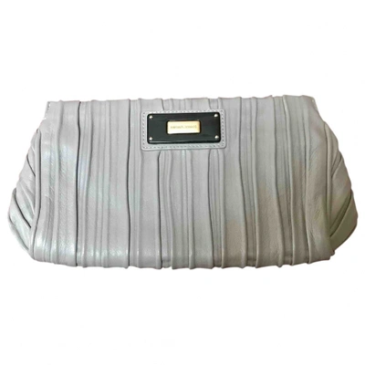 Pre-owned Emporio Armani Leather Clutch Bag In Grey