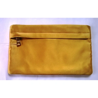 Pre-owned Prada Cloth Clutch Bag In Yellow