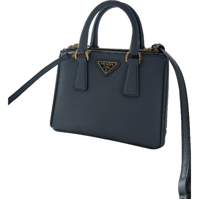 Pre-owned Prada Galleria Leather Mini Bag In Blue