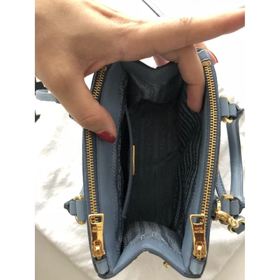 Pre-owned Prada Galleria Leather Mini Bag In Blue