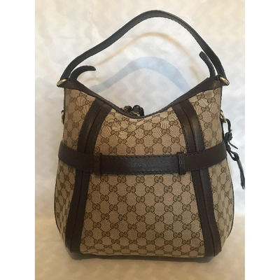 Pre-owned Gucci Gg Running Beige Cloth Handbag