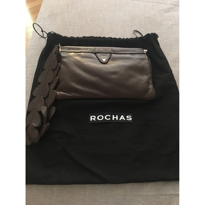 Pre-owned Rochas Leather Clutch Bag In Brown