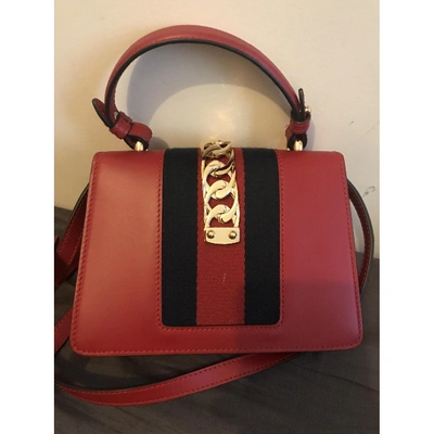 Pre-owned Gucci Sylvie Leather Handbag In Red