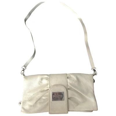 Pre-owned Pinko Leather Clutch Bag In White