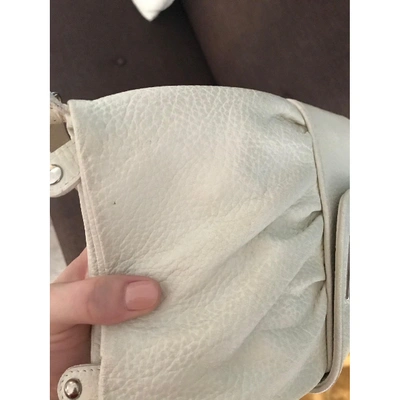 Pre-owned Pinko Leather Clutch Bag In White