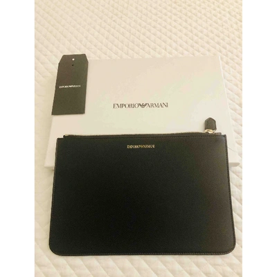 Pre-owned Emporio Armani Black Leather Clutch Bag