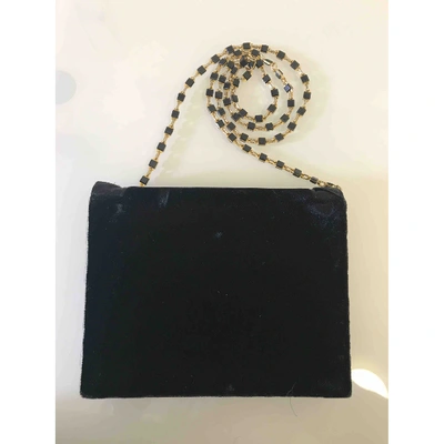 Pre-owned Valentino Garavani Velvet Clutch Bag In Black