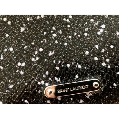 Pre-owned Saint Laurent Glitter Clutch Bag In Black