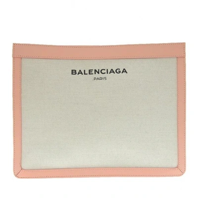 Pre-owned Balenciaga Navy Cabas Pink Cloth Clutch Bag