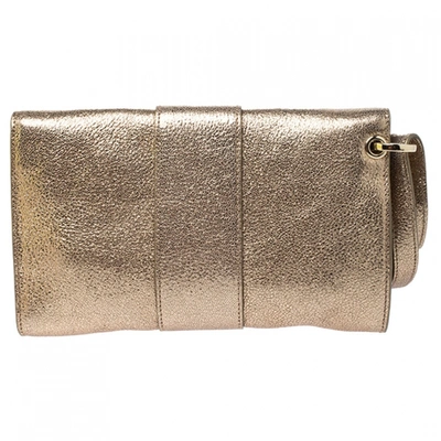 Pre-owned Jimmy Choo Gold Leather Clutch Bag