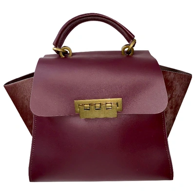 Pre-owned Zac Posen Leather Handbag In Burgundy