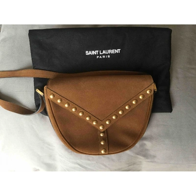 Pre-owned Saint Laurent Satchel Y Studs Camel Suede Handbag