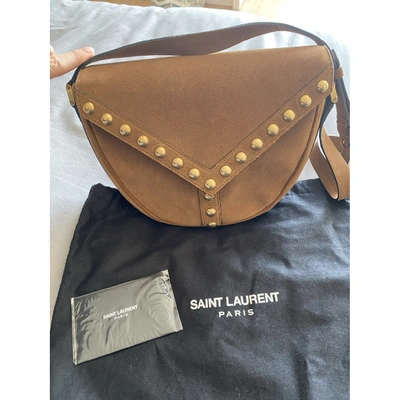 Pre-owned Saint Laurent Satchel Y Studs Camel Suede Handbag