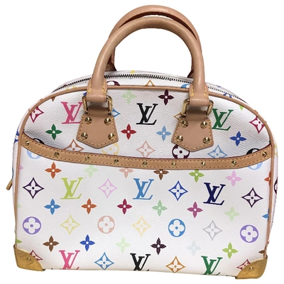 Pre-owned Louis Vuitton Trouville Cloth Handbag In White