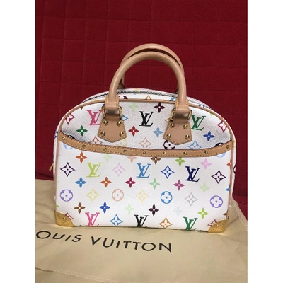 Pre-owned Louis Vuitton Trouville Cloth Handbag In White