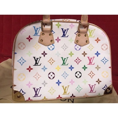Pre-owned Louis Vuitton Trouville Cloth Handbag In White