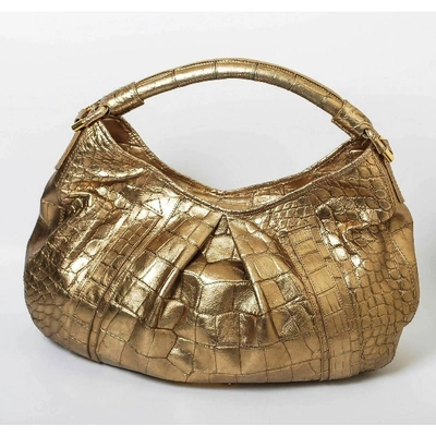 Pre-owned Burberry Gold Crocodile Handbag