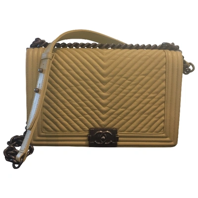 Pre-owned Chanel Boy Leather Crossbody Bag In Yellow