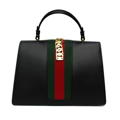 Pre-owned Gucci Sylvie Leather Handbag In Black