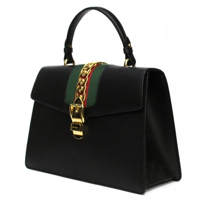 Pre-owned Gucci Sylvie Leather Handbag In Black