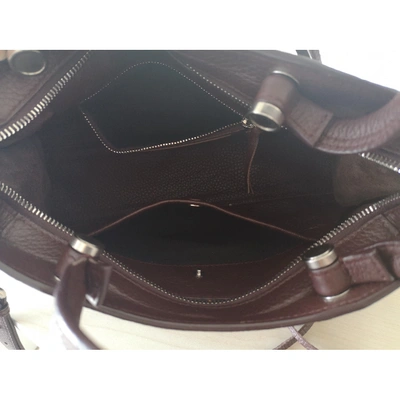 Pre-owned Balenciaga Blackout Leather Handbag In Burgundy