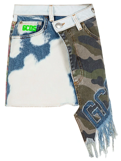 Gcds Camouflage-print Asymmetric Skirt In Multicolor