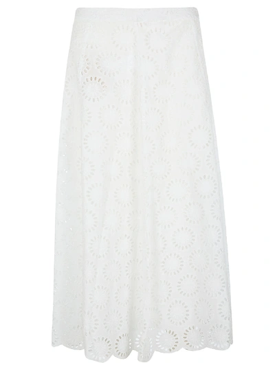 Shop Michael Kors Long Perforated Skirt In White