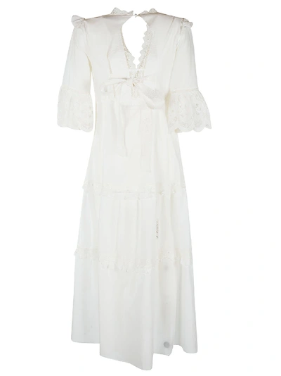 Shop Self-portrait White Cotton Voile Maxi Dress