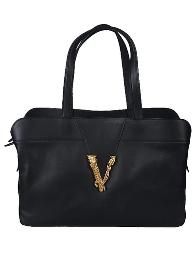 Shop Versace Logo Plaque Tote