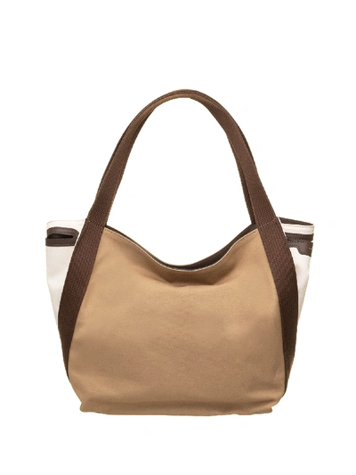 Shop Gianni Chiarini Asia Large Shoulder Bag In Cappuccino/corda